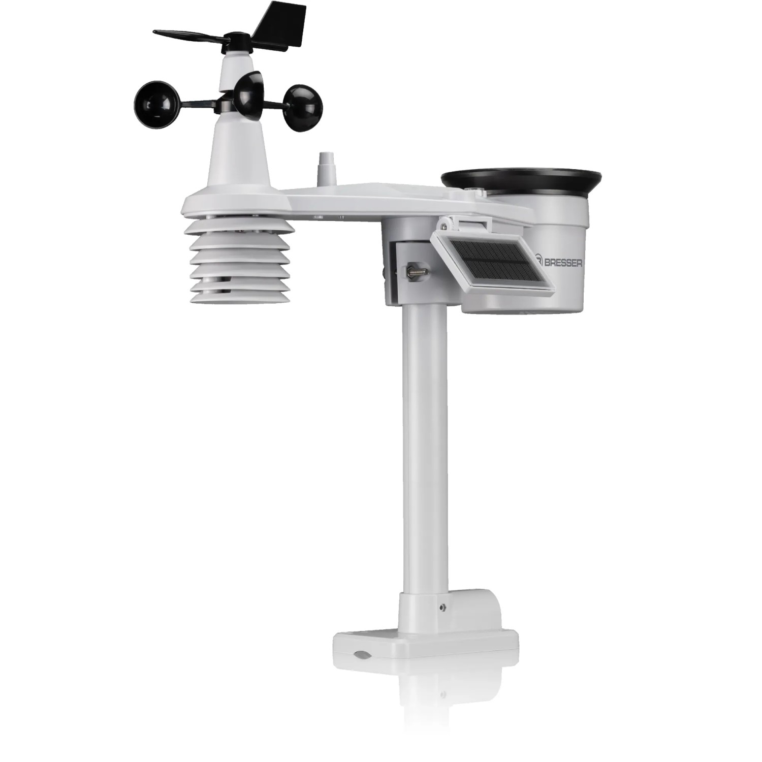 Bresser Solar-Wetterstation 4CAST XL 7-in-1, schwarzer Sensor zur Messung von Wetterdaten.