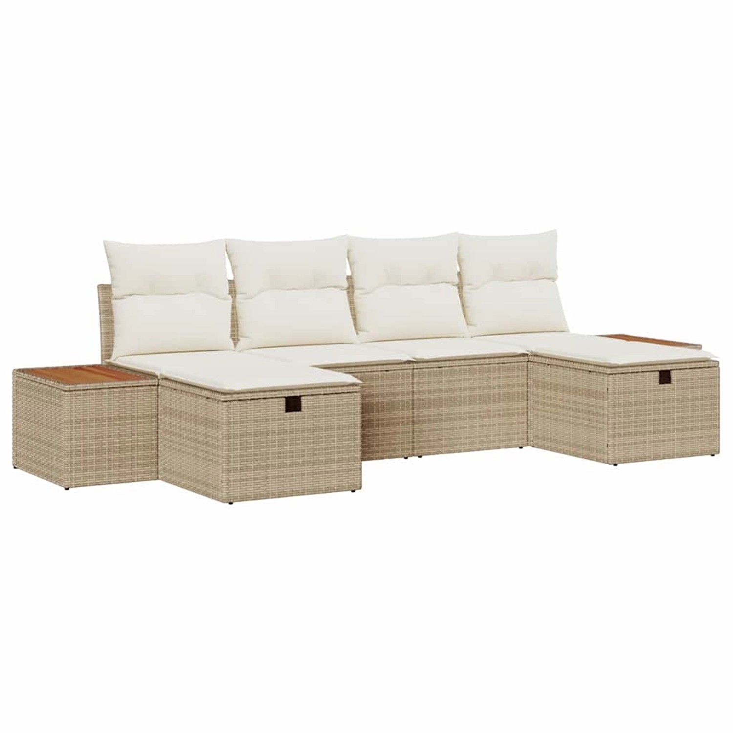 vidaXL Garten-Sofa-Set mit Kissen 6-Tlg Beige Poly Rattan 3359653 günstig online kaufen