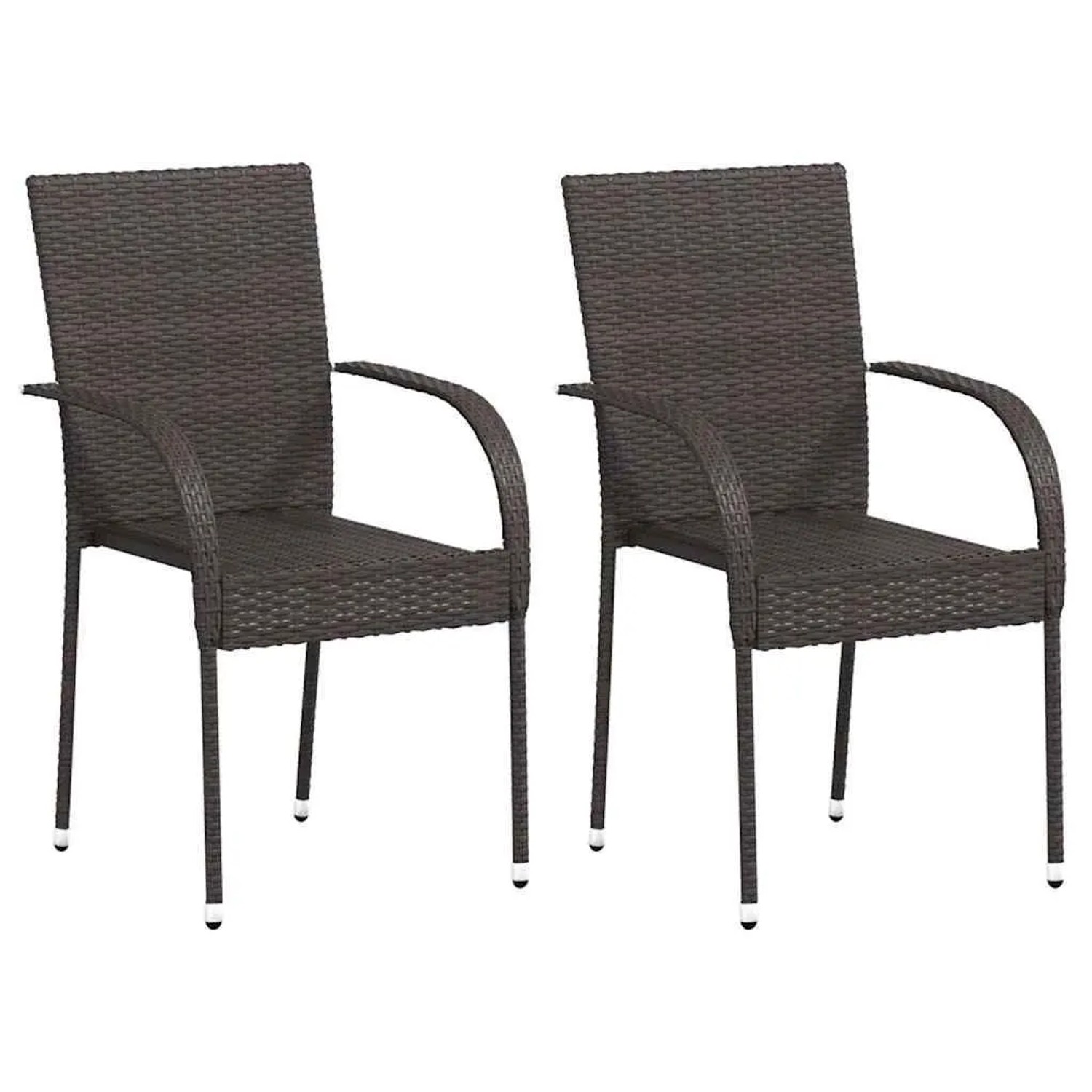 Furnicato Stapelbare Gartenstühle 2 Stk  Poly Rattan Braun