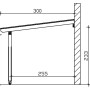Technische Zeichnung der Skan Holz Terrassenüberdachung Rimini 434x300 cm mit Maßangaben.