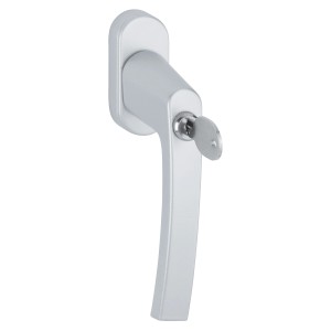 Abschließbarer Fenstergriff, Dreh-Kipp-Funktion, Aluminium, Silber mit Schlüssel.