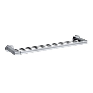 Wenko Badetuchstange Duo Maribor, 60 cm, silber glänzend, zur Wandmontage im Badezimmer.