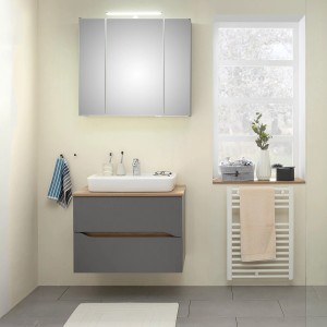 Pelipal Waschbeckenunterschrank Quickset 357, Quarzgrau Matt Touch, 72 cm. Badezimmer-Szene.