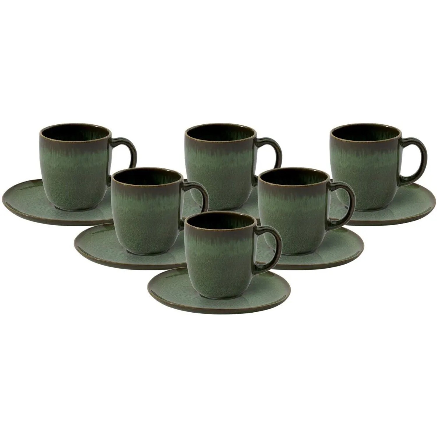 like. by Villeroy & Boch Lave Kaffeetassen mit Untertassen 190 ml 6er Set Vert
