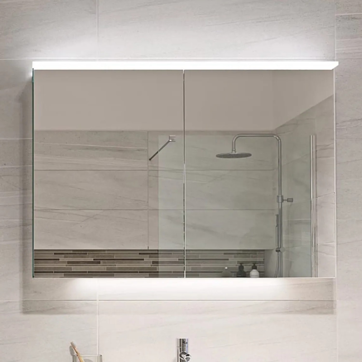 Spiegelschrank 80 Cm Led Beleuchtung Doppelt Verspiegelt