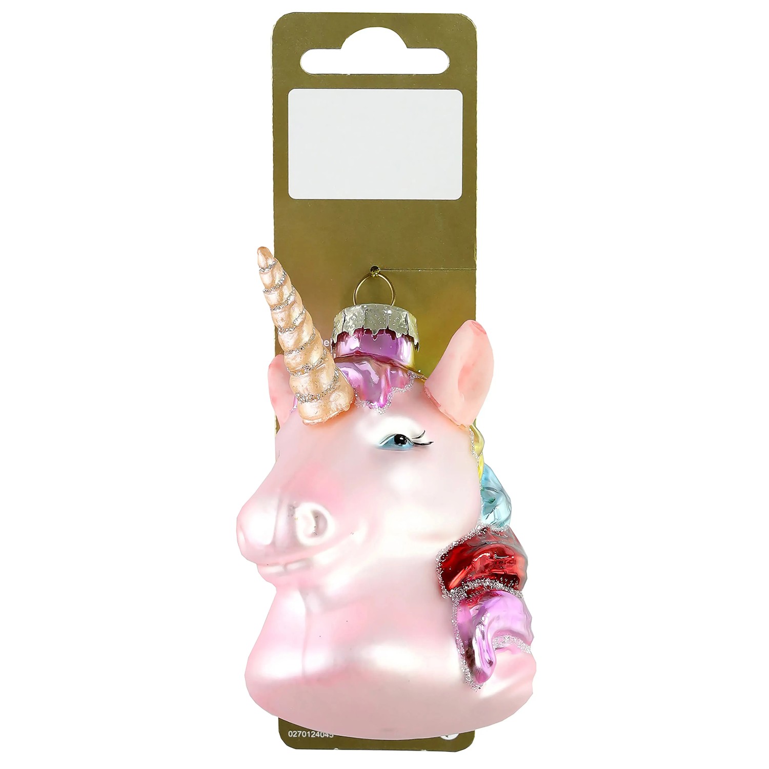 Weihnachts-Deko Einhorn zum Hängen aus Glas 8 cm x 5,5 cm x 8,8 cm Bunt