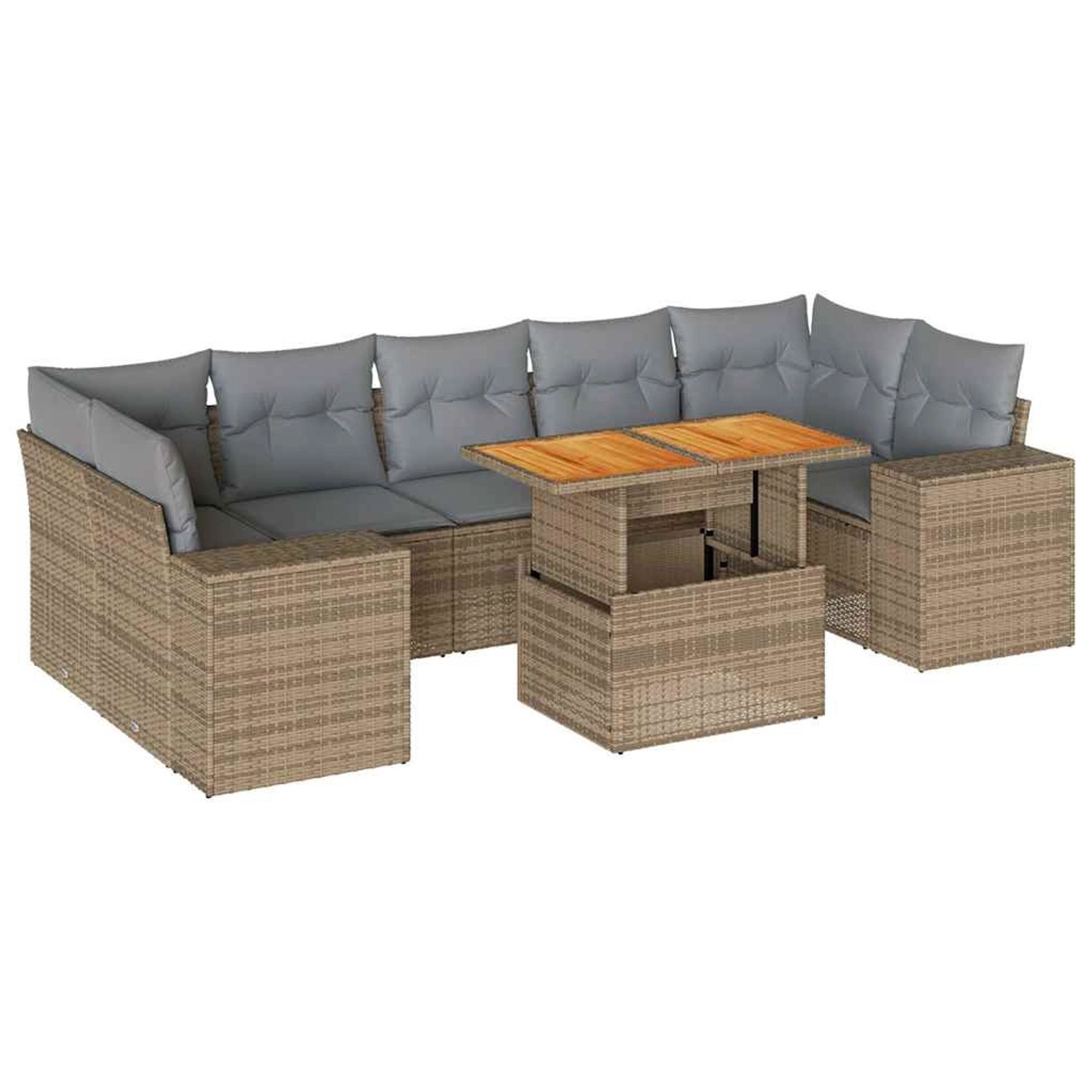 vidaXL 8-Tlg Garten-Sofagarnitur mit Kissen Beige Poly Rattan 3327349 günstig online kaufen