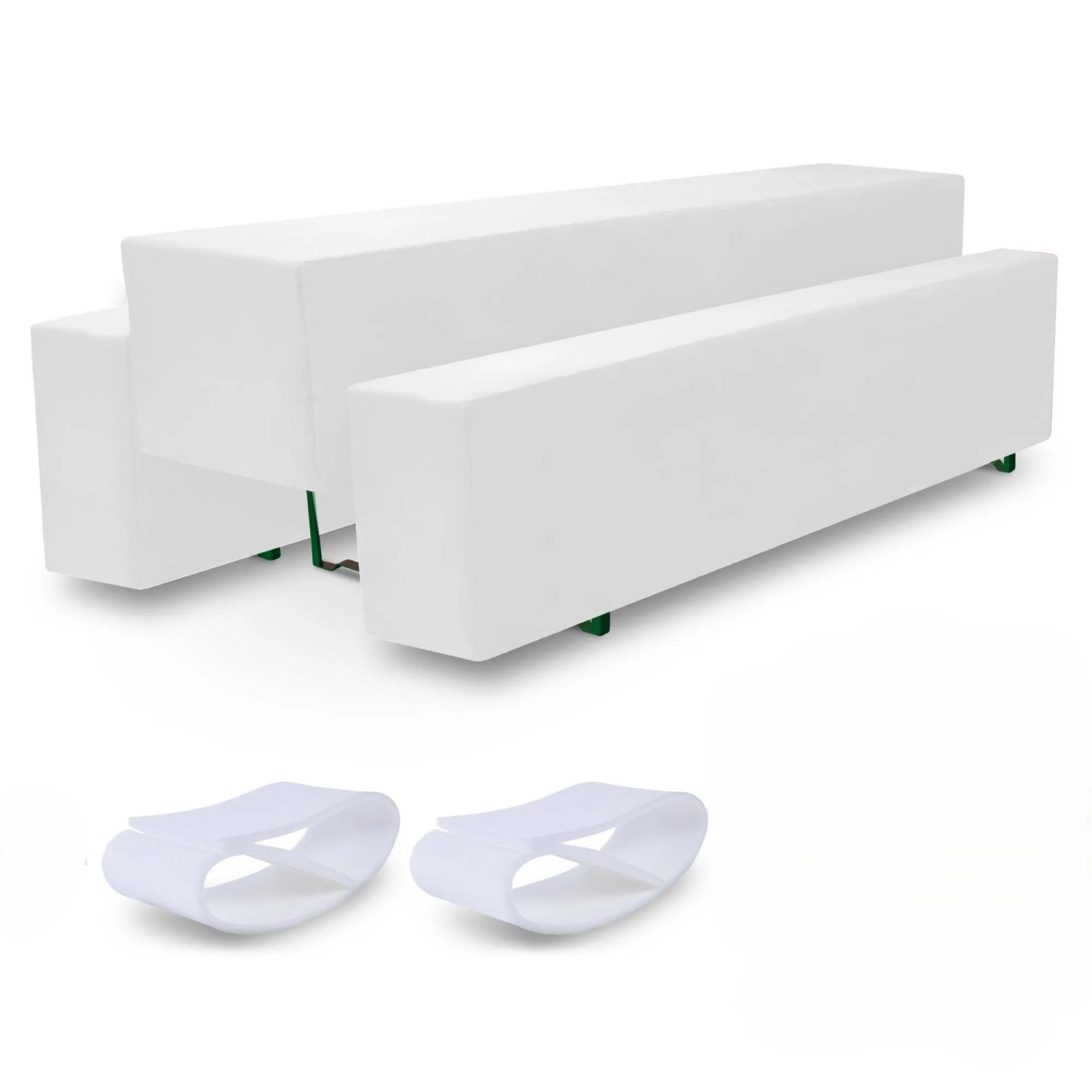 Beautissu Gepolsterte Bierbank 50cm & Biertisch Husse Comfort M 5tlg. Weiß