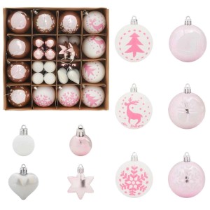vidaXL Weihnachtskugel-Set 40-Tlg Weiß und Rosa 42018852