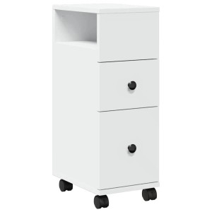 vidaXL Badschrank Schmal mit Rollen Weiß Holzwerkstoff 855232