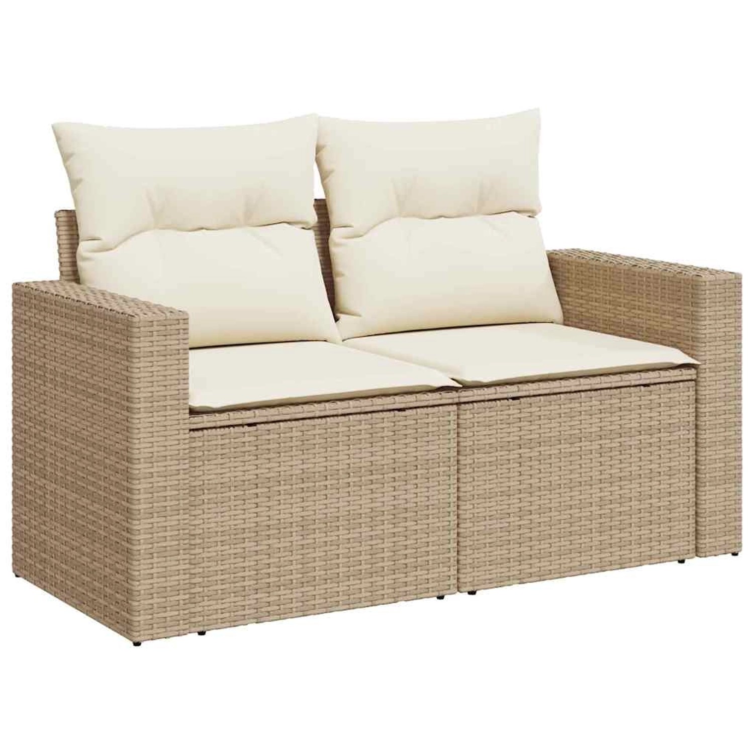 Beiges 8-teiliges Garten-Sofa-Set aus Poly Rattan mit verstellbarem Tisch von vidaXL.