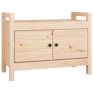 vidaXL Flurbank aus Kiefernholz, 80x40x60 cm, mit Stauraum hinter zwei Türen.