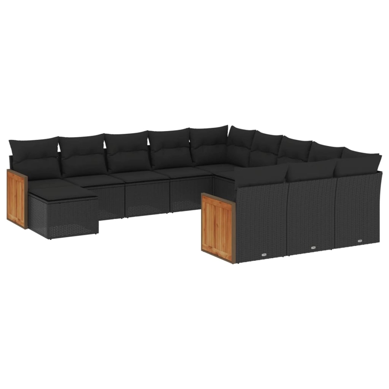 vidaXL 12-Tlg Garten-Sofagarnitur mit Kissen Schwarz Poly Rattan 3228260 günstig online kaufen