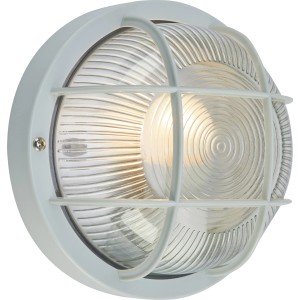 Graue Kellerleuchte, rund, 18,5 cm, mit Schutzkorb und Strukturglas.