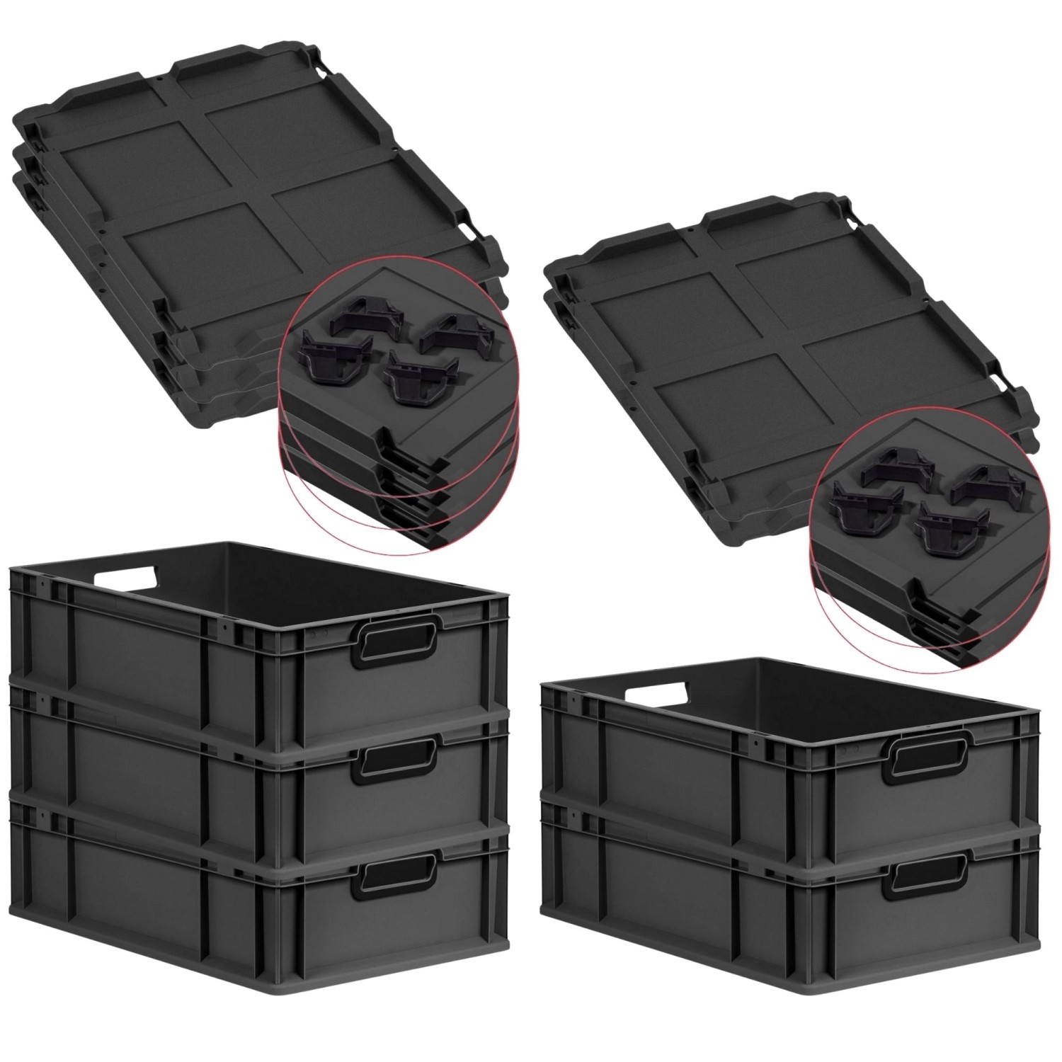 PROREGAL SuperSparSet 5x Eurobox Nextgen Color Mit Auflagedeckel HxBxT 17x4 günstig online kaufen
