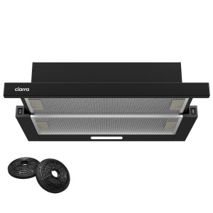 CIARRA Flachschirmhaube 60cm, A++, Unterbau-Dunstabzugshaube in Schwarz mit Aktivkohlefiltern.