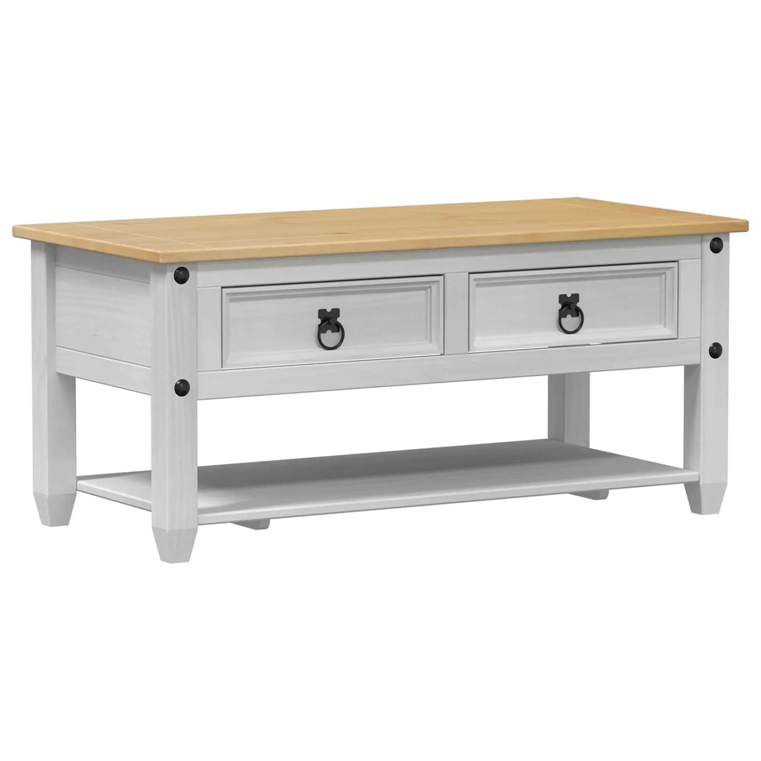 vidaXL Couchtisch Weiß 100 x 48 x 45 cm Massives Kiefernholz 42024941