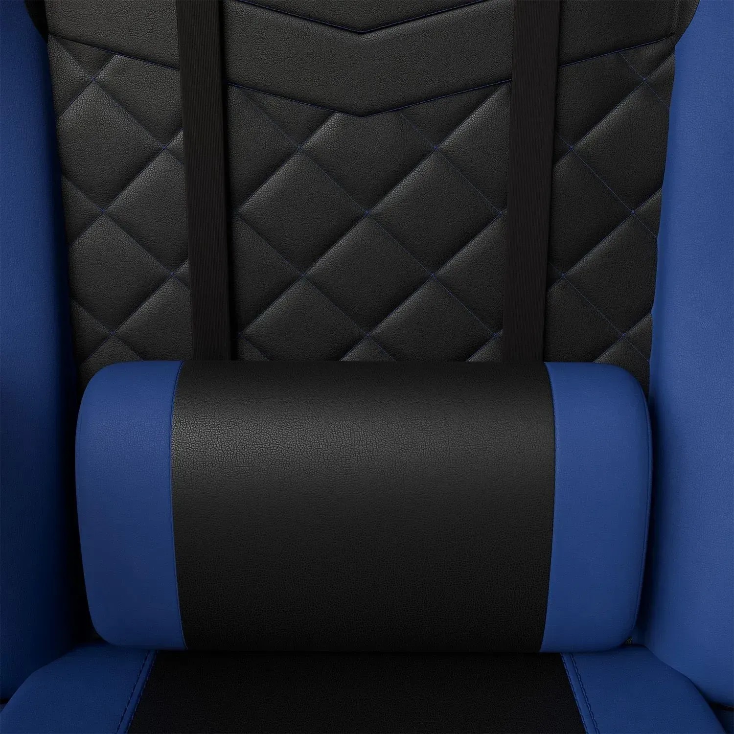 Detailansicht: Juskys Gamingstuhl HyperSeat, schwarz/blau, mit Nackenstütze.