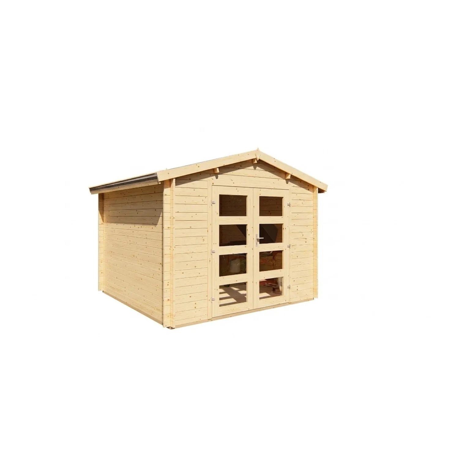 Finn Art Blockhaus 28mm Gartenhaus Holz 3x3m Funny 12 mit Doppeltür ohne Fußboden