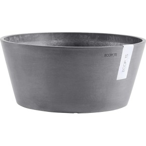 Graue Ecopots Pflanzschale Frankfurt, Ø 41 cm, ideal für Innen- und Außenbereich.