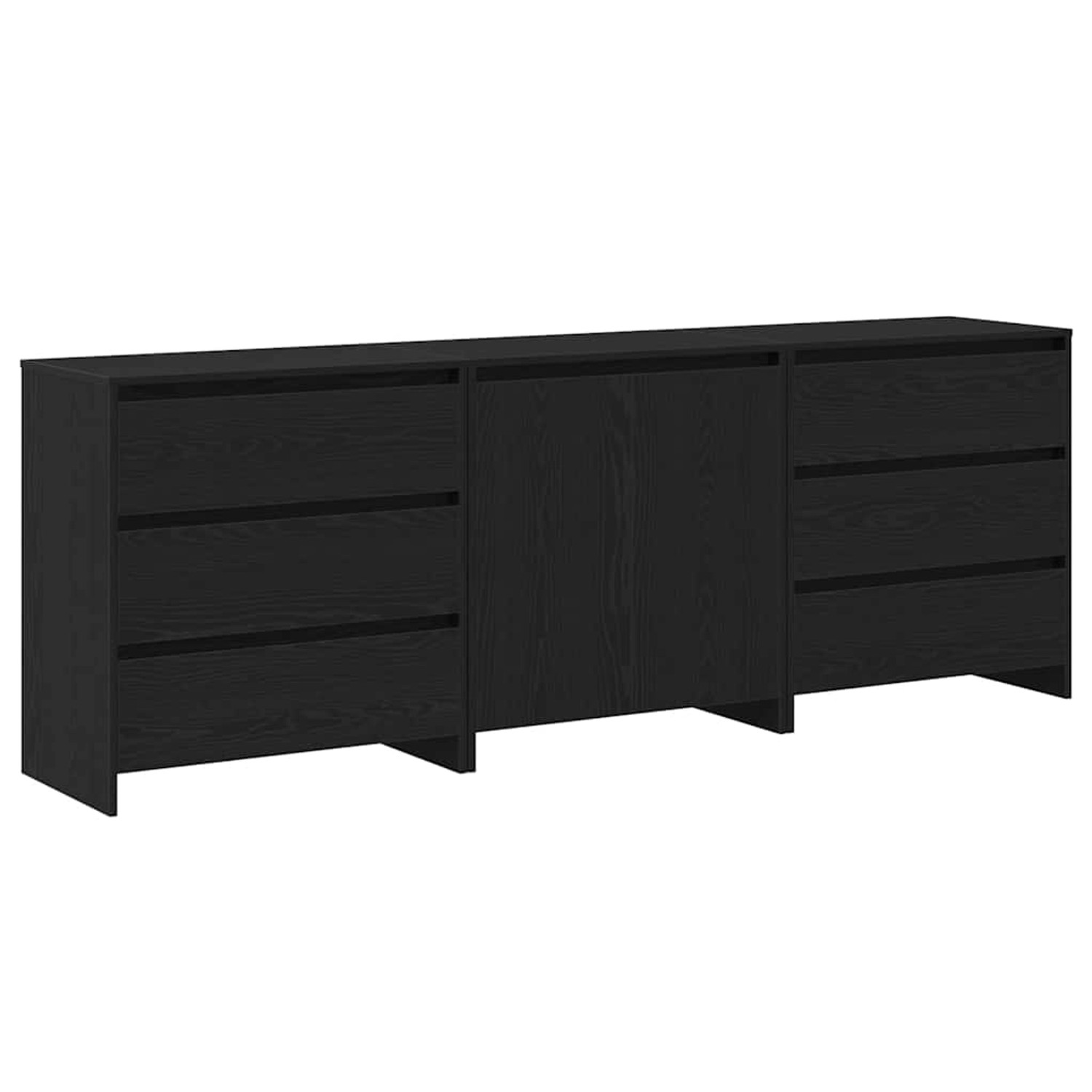 vidaXL Sideboard 3-Tlg Schwarz 70 x 41 x 75 cm Holzwerkstoff 3332501 günstig online kaufen