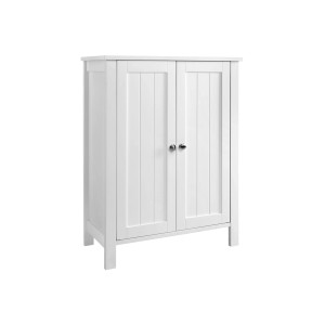 Weißer Vasagle Badezimmerschrank mit zwei Türen, 30x60x80 cm. Sideboard mit Stauraum.