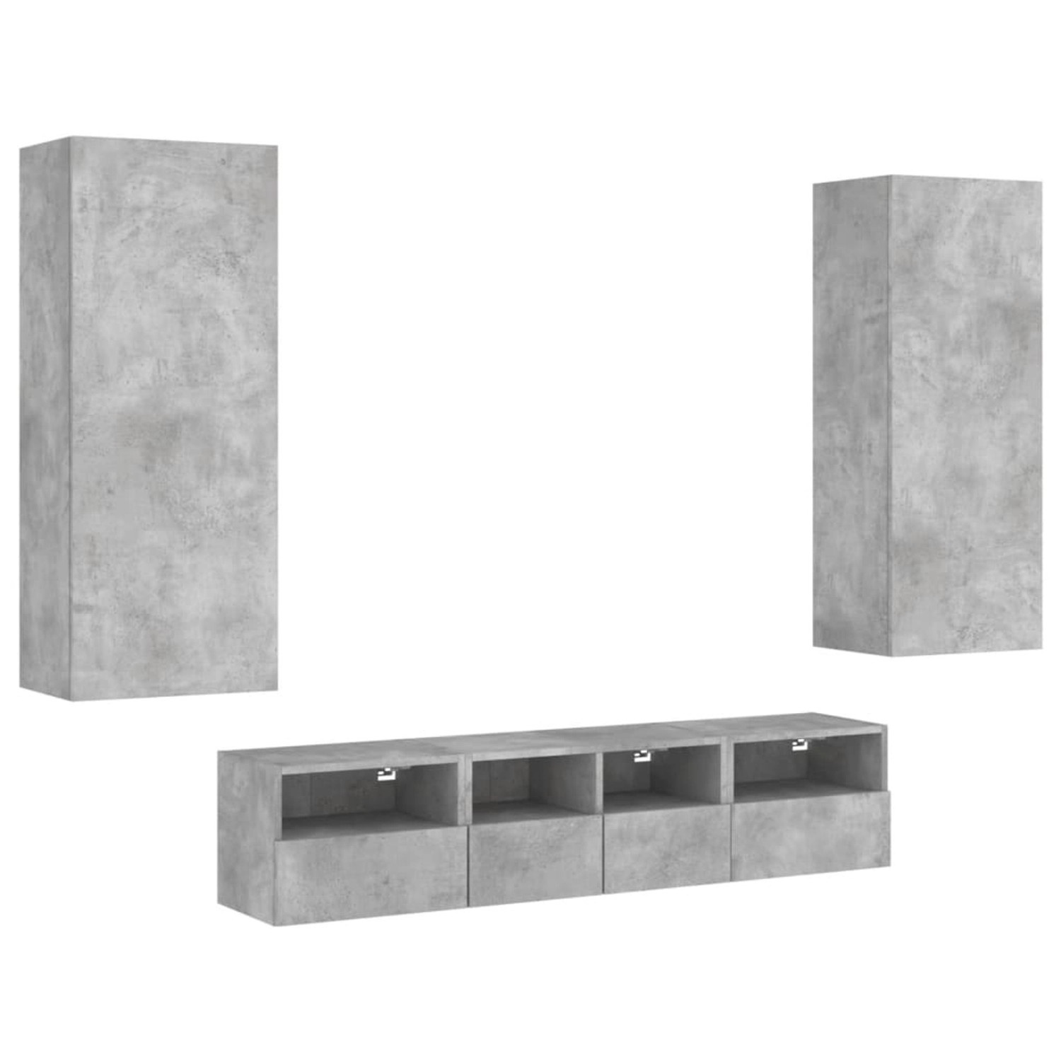 vidaXL 5-tlg. Wohnwand Betongrau Holzwerkstoff  Modell 6