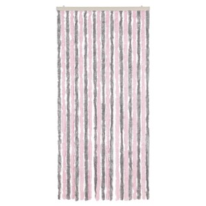 vidaXL Fliegenvorhang, silbergrau-rosa, 90x220 cm, Chenille-Streifen.