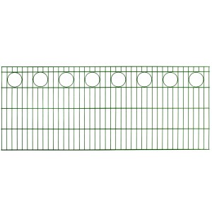 Moosgrüner Doppelstabzaun mit Ringdekor, 200x83 cm, für stilvollen Sichtschutz im Garten.