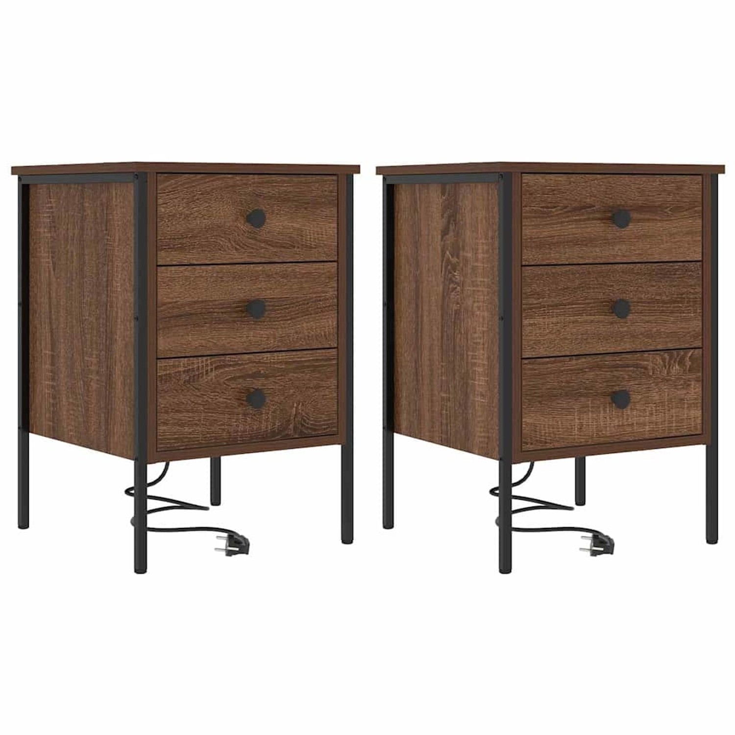 vidaXL Nachttisch 2 Stk Braun Eichen-Optik 42 x 41 x 61 cm 859489 günstig online kaufen