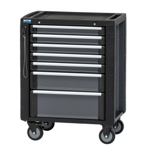 Hellgrauer Küpper Werkzeugwagen mit 7 Schubladen, befüllt mit 157 Werkzeugen, 93x72,5x46,5 cm.