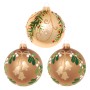 Krebs Glas Lauscha Weihnachtskugeln Walddekor, 3er Set, 8cm. Christbaumkugeln mit Glocken und Mistelzweigen.