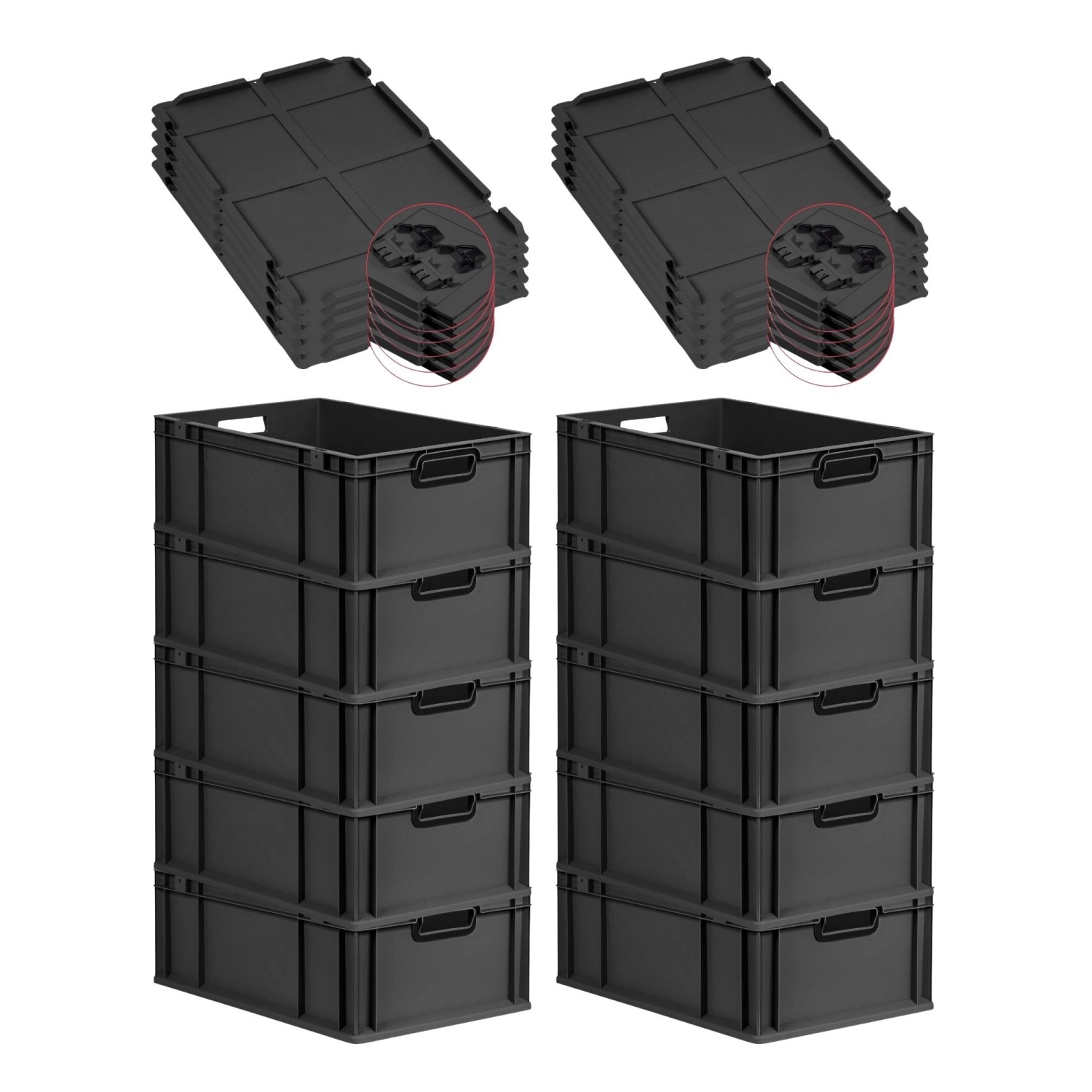 PROREGAL SuperSparSet 10x Eurobox Nextgen Color Mit Scharnierdeckel HxBxT 2 günstig online kaufen