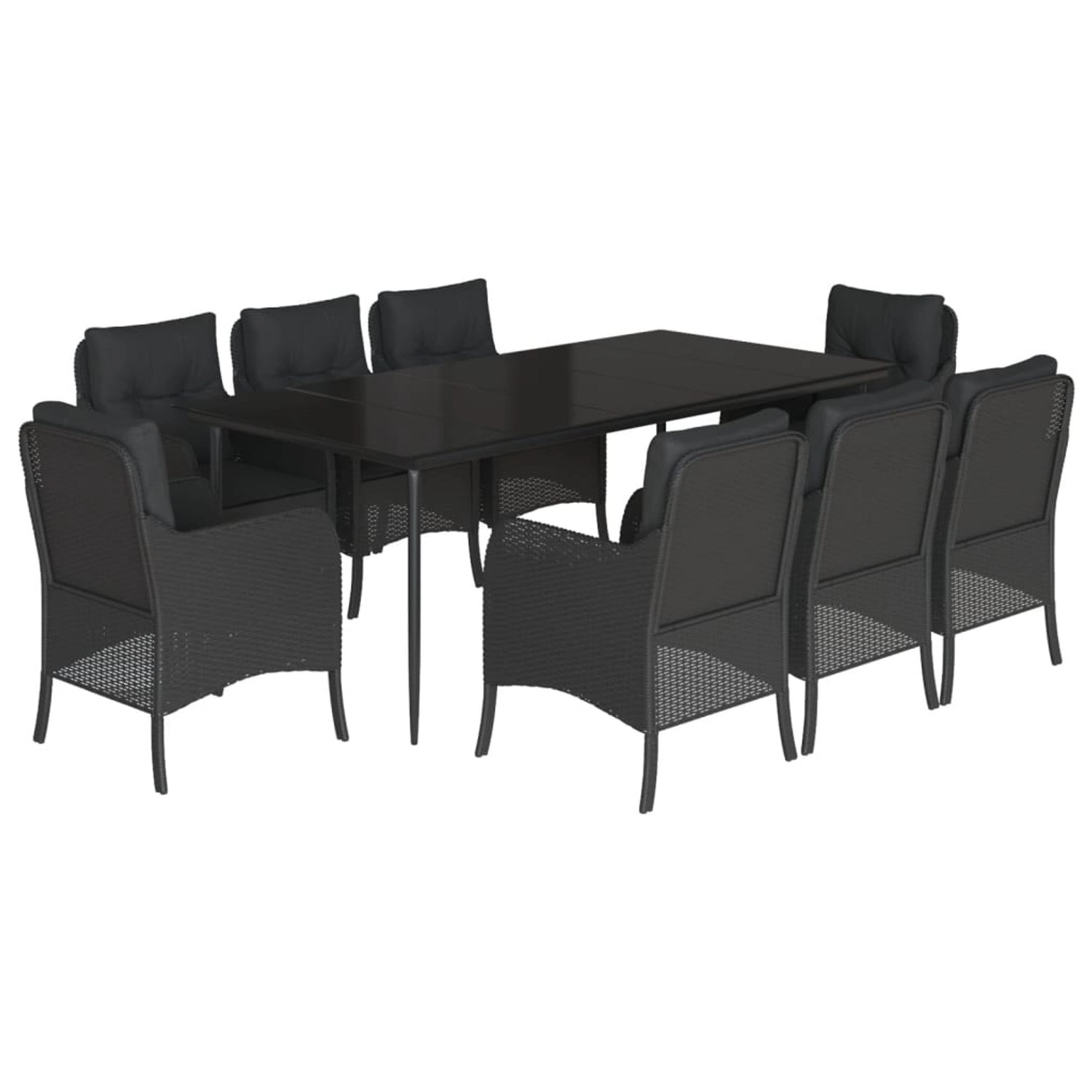 vidaXL 9-Tlg Garten-Essgruppe mit Kissen Schwarz Poly Rattan 3211926 günstig online kaufen