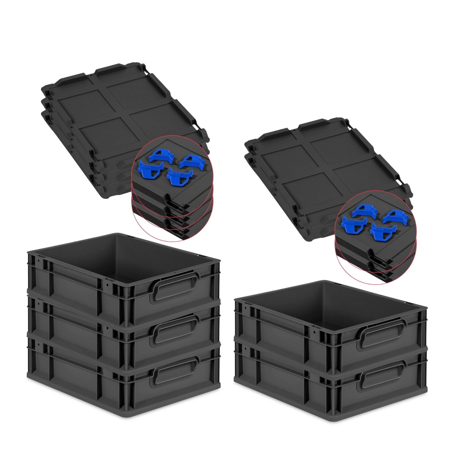 PROREGAL SparSet 5x Eurobox Nextgen Grip Mit Auflagedeckel Und Blauen Versc günstig online kaufen