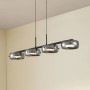 Moderne, dimmbare LED-Pendelleuchte Martis, 4-flammig, schwarz, aus Glas für Wohnzimmer.