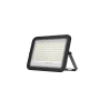 Schwarzer ENOVALITE Solarstrahler PRO 100W mit kaltweißem Licht und Dämmerungssensor.