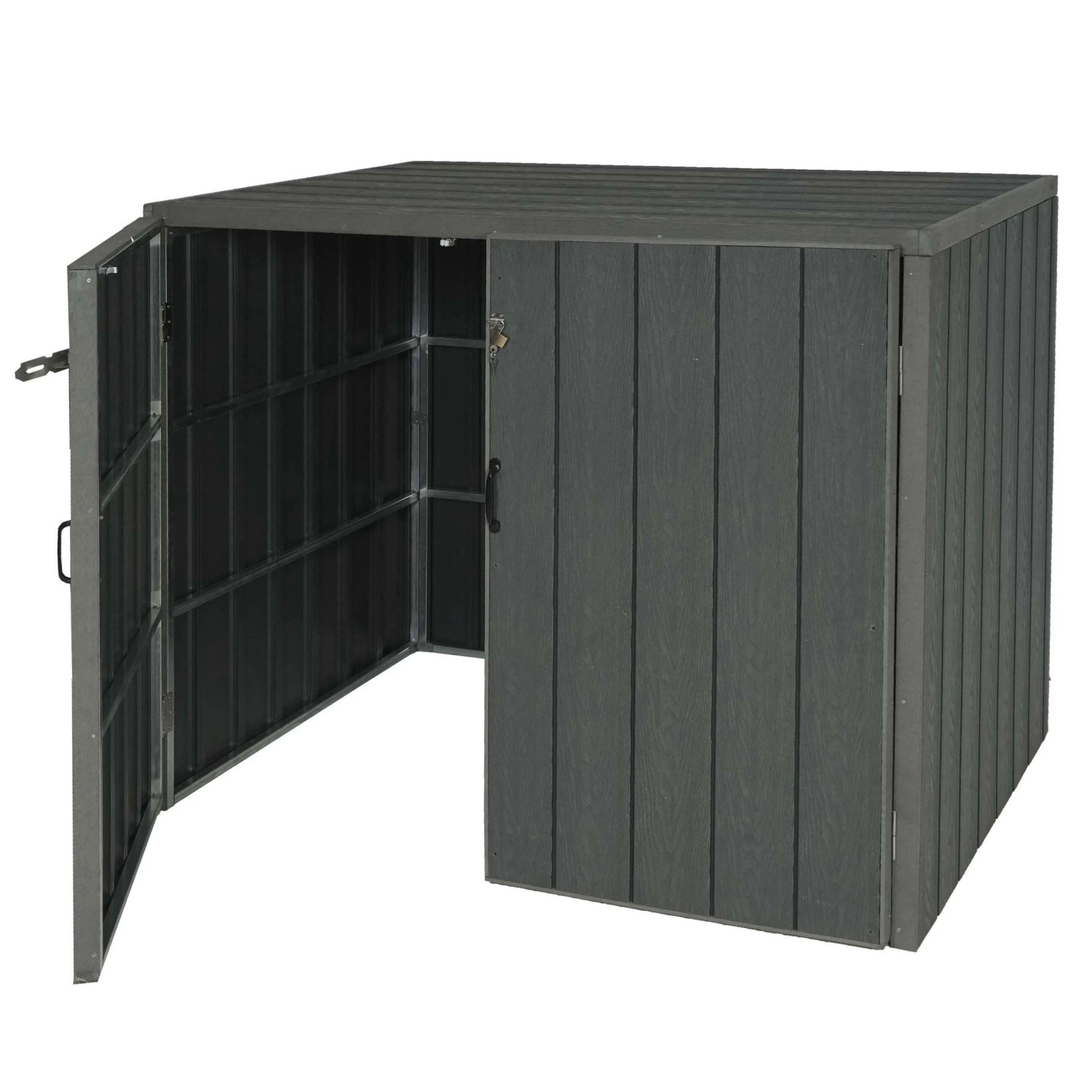 MCW 2-/4er WPC-Mülltonnenverkleidung J28 Grau 117x142x102cm