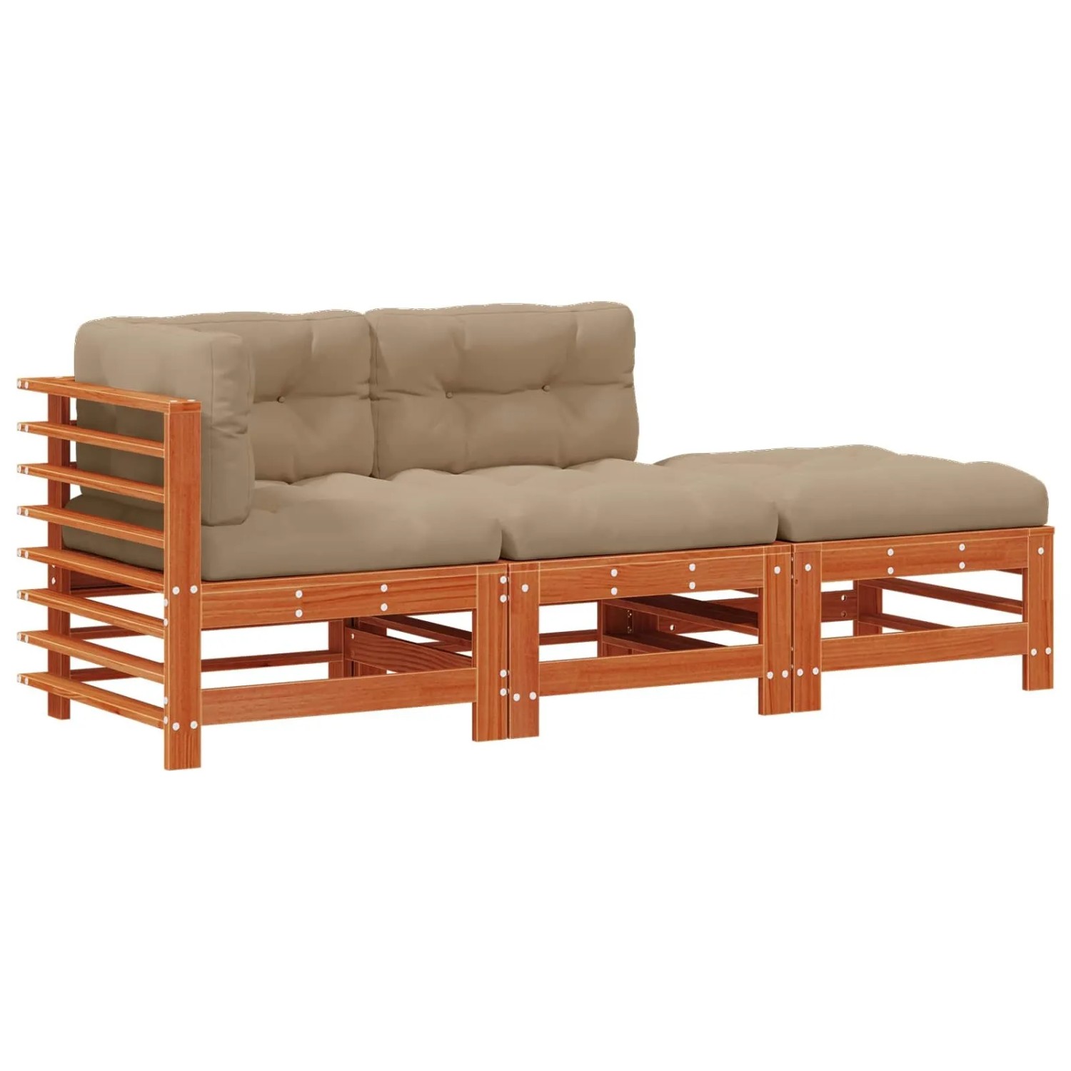 vidaXL Garten-Lounge-Set 3 Stk Wachsbraun Massives Kiefernholz 3418082