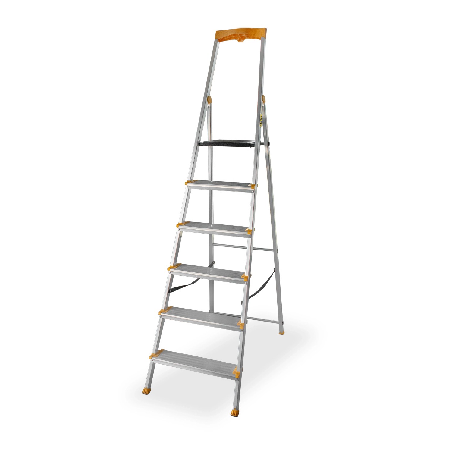 DRABEST Aluminium Haushaltsleiter Mit Ablage 6 Stufen Breitere Stufen