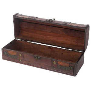 HMF VWB-PRT-QF-01 Vintage Deko Geschenkbox mit Deckel aus Holz für 1 Flasche Wein Querformat Portugal