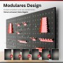 PROREGAL Werkzeug Lochwand Set: Modulare schwarze Metallplatten mit roten Haken & Halterungen für Werkstatt-Organisation.