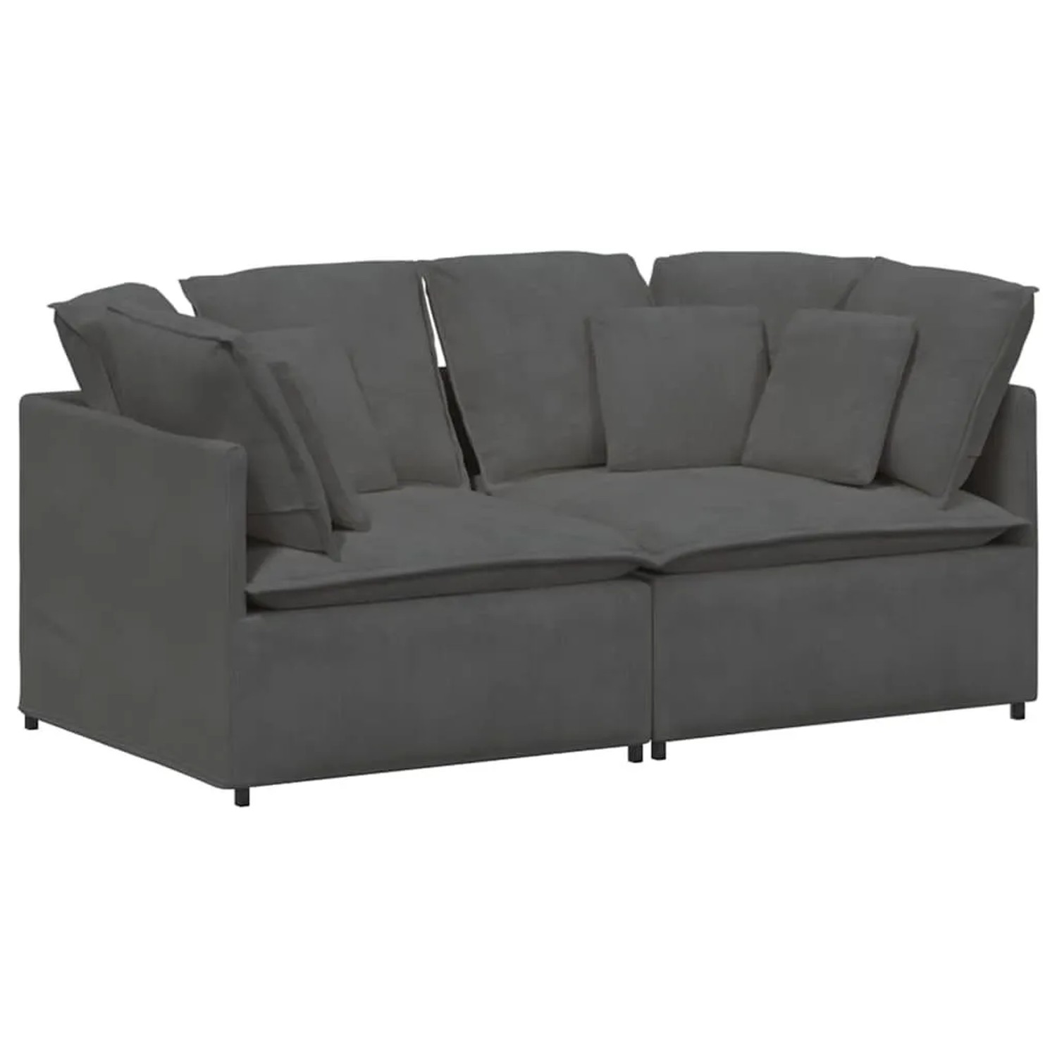vidaXL Modulares Sofa mit Kissen Cordstoff Dunkelgrau 3321258