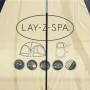 Detailansicht Bestway Lay-Z-Spa Whirlpool-Pavillon mit Logos und technischen Zeichnungen.