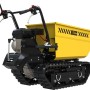 Güde Raupendumper GRD 400/R, gelb-schwarz, mit Raupenantrieb und kippbarem Behälter für bis zu 400 kg.