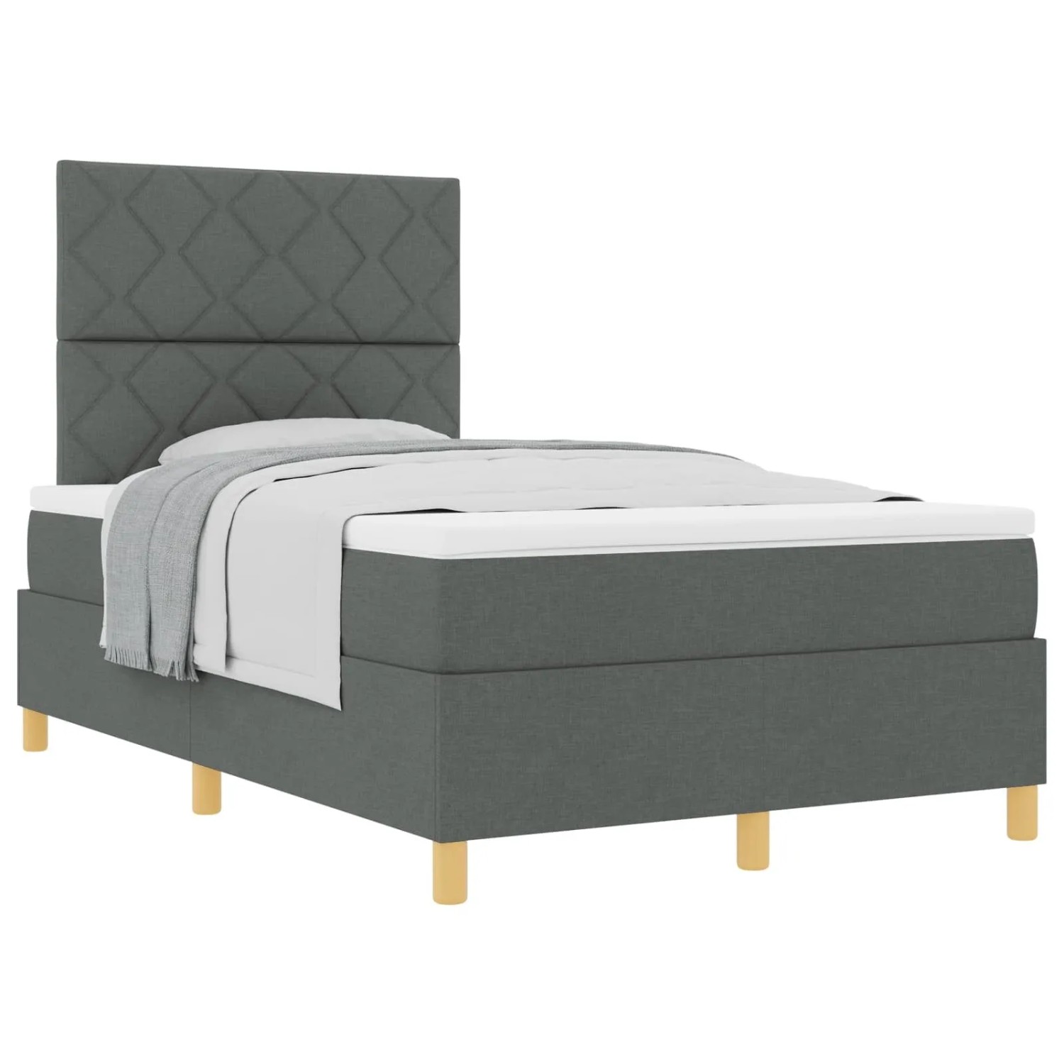 vidaXL Boxspringbett mit Matratze Dunkelgrau 120 x 200 cm Stoff 3339687