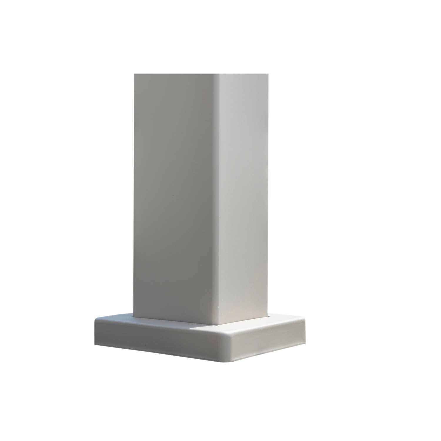 Detailaufnahme: Standfuß einer hellgrauen Mirador Pergola 3x4m. Aluminium, robust.