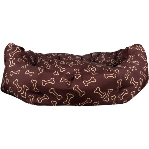 Braunes Hundebett mit Knochenmuster, 65x80cm. Bequemes Katzen- und Hundebett für Haustiere.