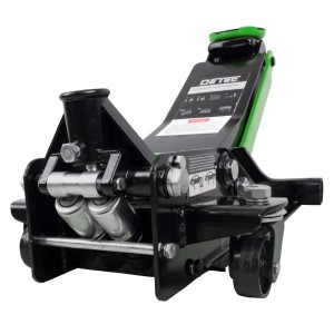 DeTec. Hydraulischer Wagenheber 3t, grün, mit Doppelkolbenantrieb und 75mm Einschubtiefe.