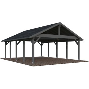 Palmako Carport Robert, dunkelgrau lackiert, 555x732 cm, aus Fichtenholz mit stabilem Dach.